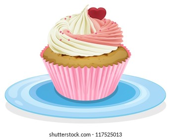 Illustration of an isolated cupcake on a white