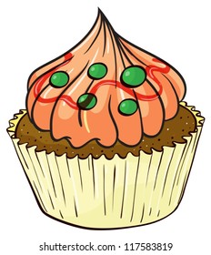 Illustration of an isolated a cupcake on a white background