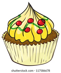 Illustration of an isolated a cupcake on a white background