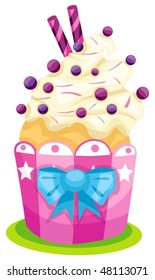 illustration of isolated cupcake  on white background
