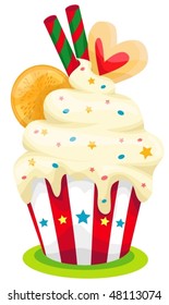 illustration of isolated cupcake  on white background