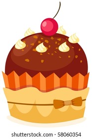illustration of isolated a cupcake on white background