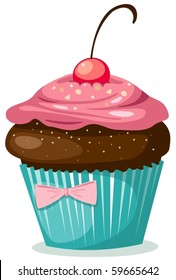 illustration of isolated cupcake  on white background