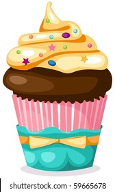 illustration of isolated cupcake  on white background