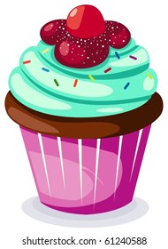 illustration of isolated cupcake  on white background