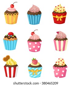 illustration of isolated cupcake set vector