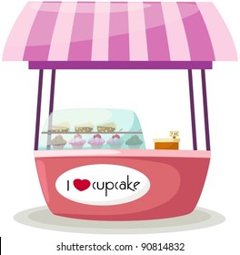 illustration of isolated cupcake stand shop on white svg