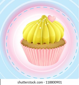Illustration of an isolated cupcake and a wallpaper