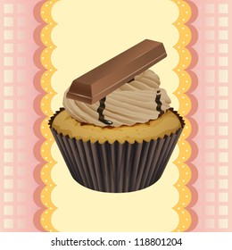 Illustration of an isolated cupcake and a wallpaper