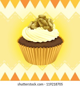 Illustration of an isolated cupcake and a wallpaper