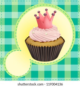 Illustration of an isolated cupcake and a wallpaper