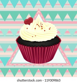Illustration of an isolated cupcake and a wallpaper