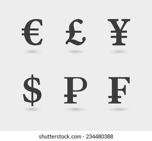 Illustration of an isolated currency icon set  