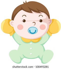 illustration of isolated cute baby boy on white