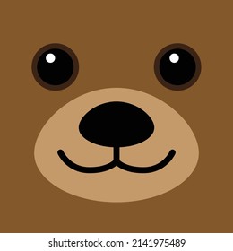 Illustration of isolated cute bear face on square shape