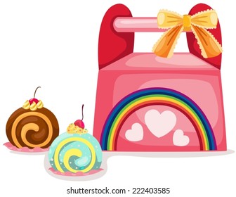 Illustration Of Isolated Cute Box Of Cake Rolls On White 