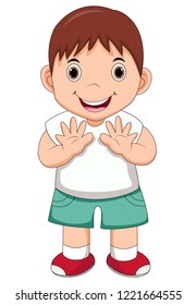 illustration of isolated cute boy waving hand on white background