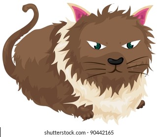 illustration of isolated cute cat on white background
