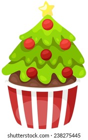 illustration of isolated cute christmas cupcake