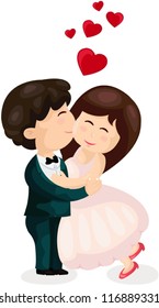 illustration of isolated cute couple on white