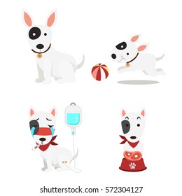 ilustración perros lindos aislados colocados en fondo blanco