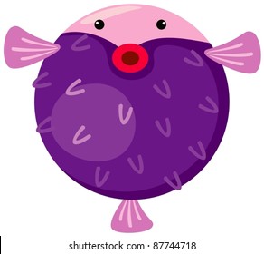 illustration of isolated cute globefish on white background