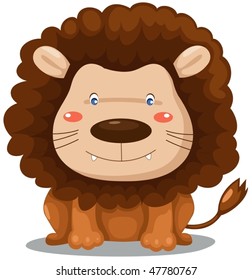 illustration of isolated cute lion sitting on white background
