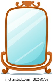 illustration of isolated cute mirror on white 