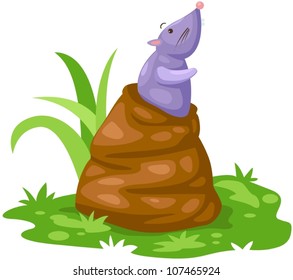illustration of isolated cute mouse in the hole