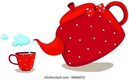 illustration of isolated cute pot with cup