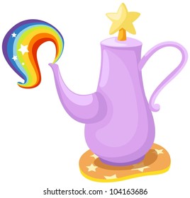 illustration of isolated cute pot with rainbow on white