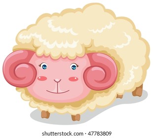 illustration of isolated cute sheep on white background