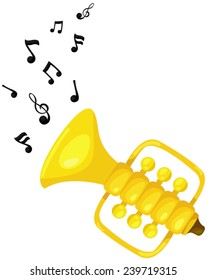 illustration of isolated cute trumpet with melody