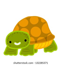 Illustration of isolated cute turtle on white background