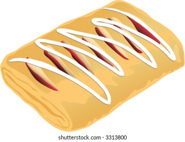 Illustration of an isolated danish with red filling