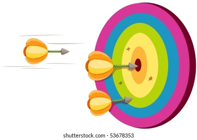 illustration of isolated a dart on colorful target on white