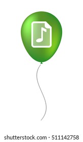 Illustration of an isolated decorative air balloon icon with  a music score icon