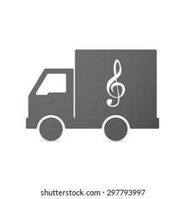 Illustration of an isolated delivery truck icon with a g clef