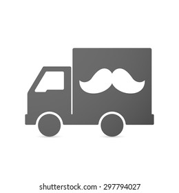 Illustration of an isolated delivery truck icon with a moustache