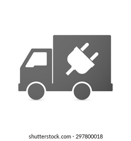 Illustration of an isolated delivery truck icon with a plug