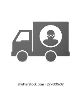 Illustration Of An Isolated Delivery Truck Icon With A Thief