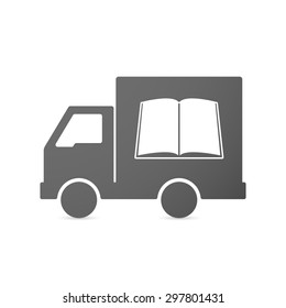 Illustration of an isolated delivery truck icon with a book