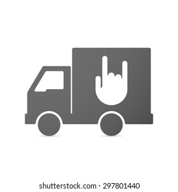 Illustration of an isolated delivery truck icon with a rocking hand