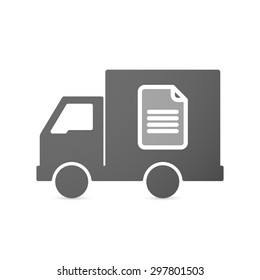 Illustration of an isolated delivery truck icon with a document
