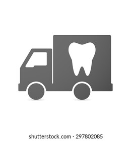 Illustration of an isolated delivery truck icon with a tooth