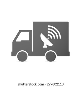 Illustration of an isolated delivery truck icon with a satellite dish