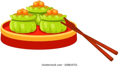 illustration of isolated dim sum chinese food with chopstick