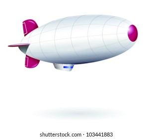 Illustration of isolated dirigible with white text space