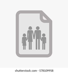 Illustration of an isolated document with a conventional family pictogram