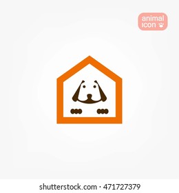 Illustration of isolated dog in dog house